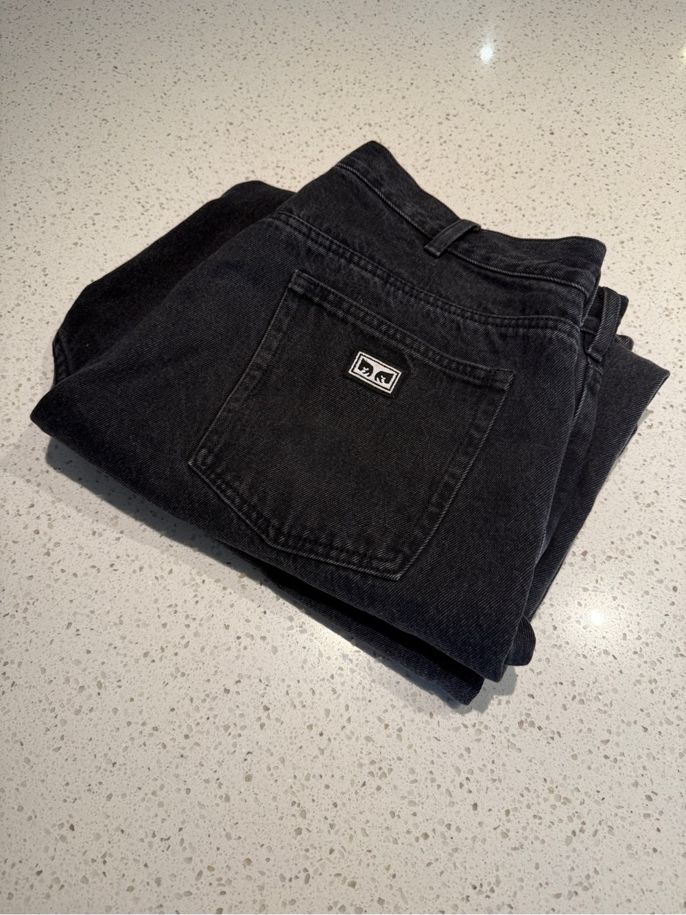 Obey Men's Black Relaxed Jeans with Back Pocket Logo